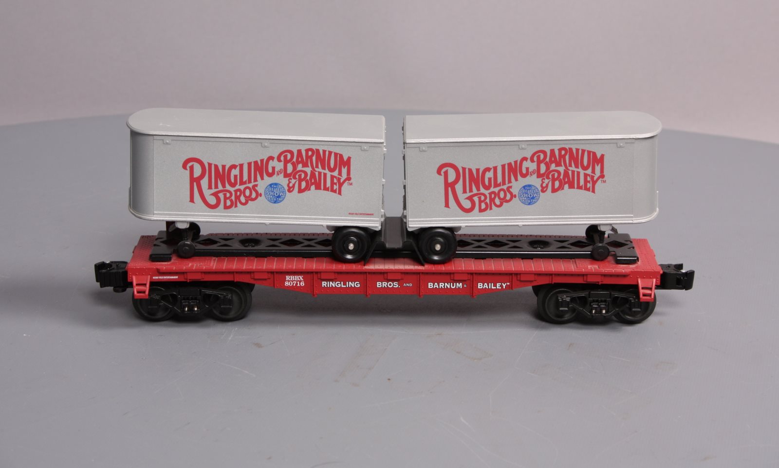 Lionel K-Line 6-21472 Ringling Bros Flatcar #80716 with 2 Trailers LN/Box