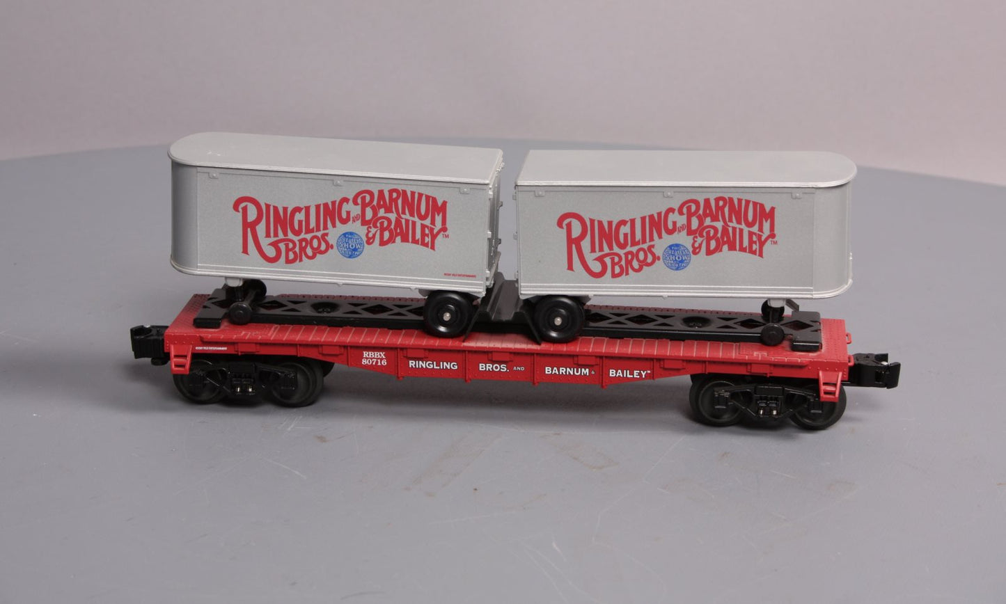 Lionel K-Line 6-21472 Ringling Bros Flatcar #80716 with 2 Trailers LN/Box