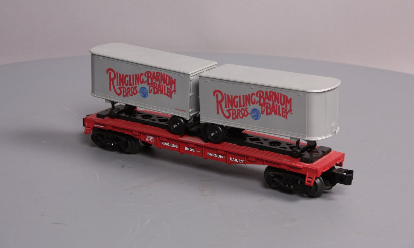 Lionel K-Line 6-21472 Ringling Bros Flatcar #80716 with 2 Trailers LN/Box
