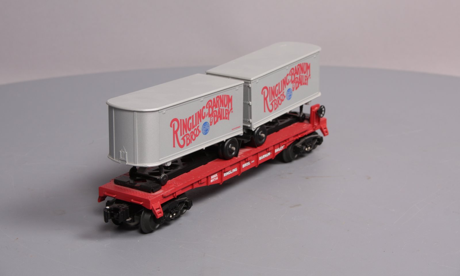 Lionel K-Line 6-21472 Ringling Bros Flatcar #80716 with 2 Trailers LN/Box