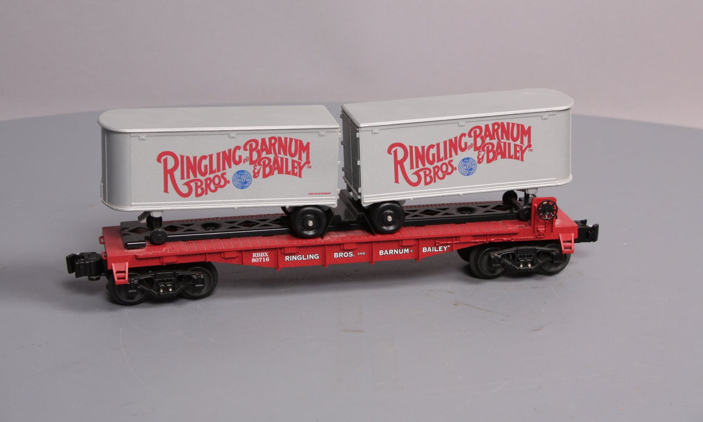 Lionel K-Line 6-21472 Ringling Bros Flatcar #80716 with 2 Trailers LN/Box