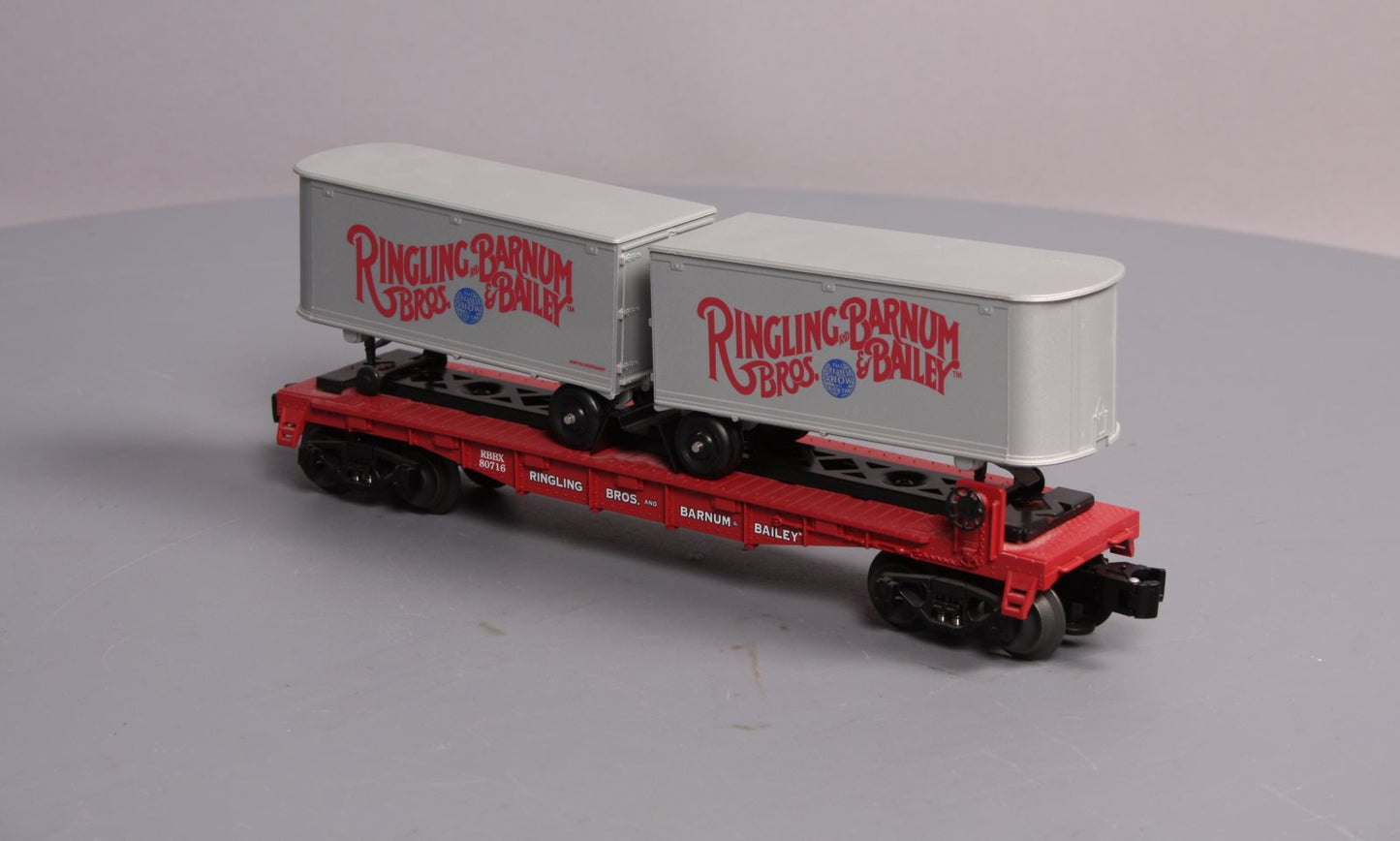 Lionel K-Line 6-21472 Ringling Bros Flatcar #80716 with 2 Trailers LN/Box