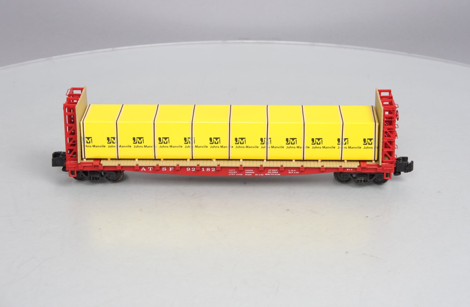 S-Helper 00332 S Gauge ATSF Bulkhead Flatcar w/JM Load #92182 LN/Box