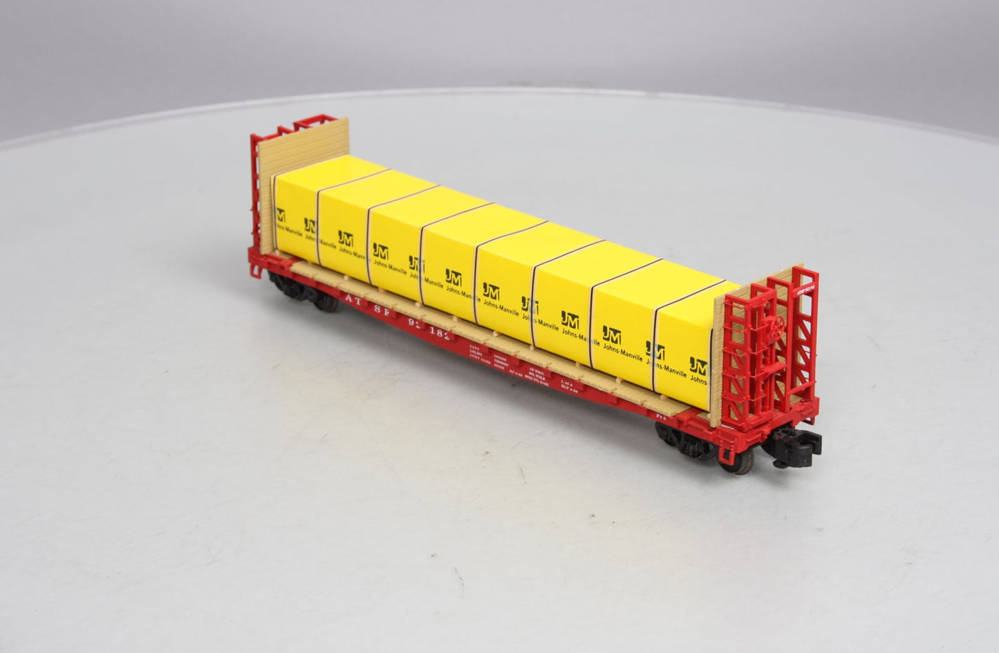 S-Helper 00332 S Gauge ATSF Bulkhead Flatcar w/JM Load #92182 LN/Box