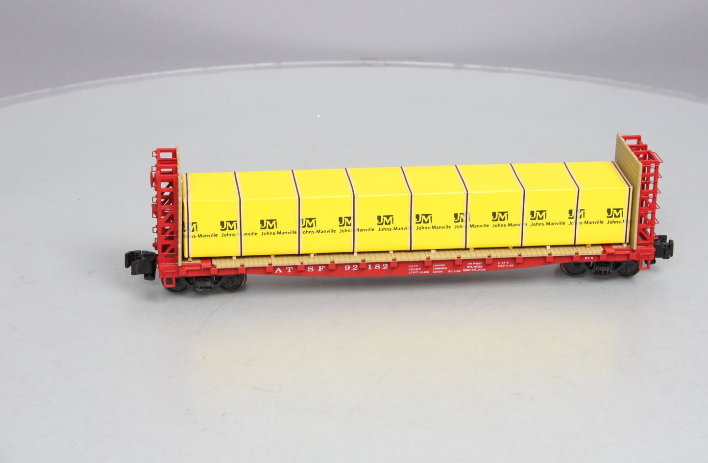 S-Helper 00332 S Gauge ATSF Bulkhead Flatcar w/JM Load #92182 LN/Box