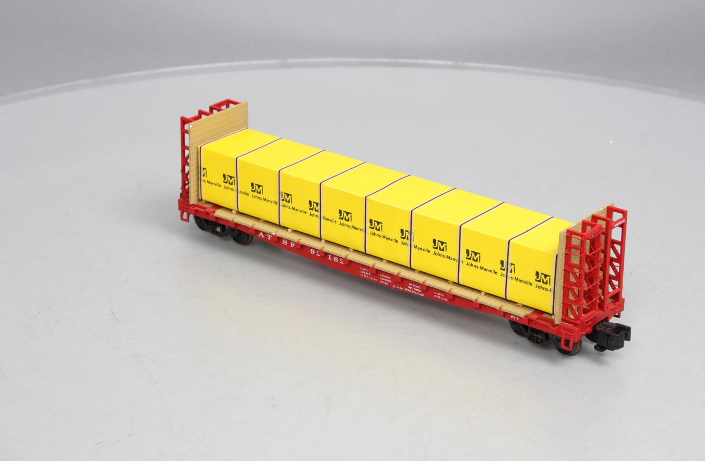 S-Helper 00332 S Gauge ATSF Bulkhead Flatcar w/JM Load #92182 LN/Box
