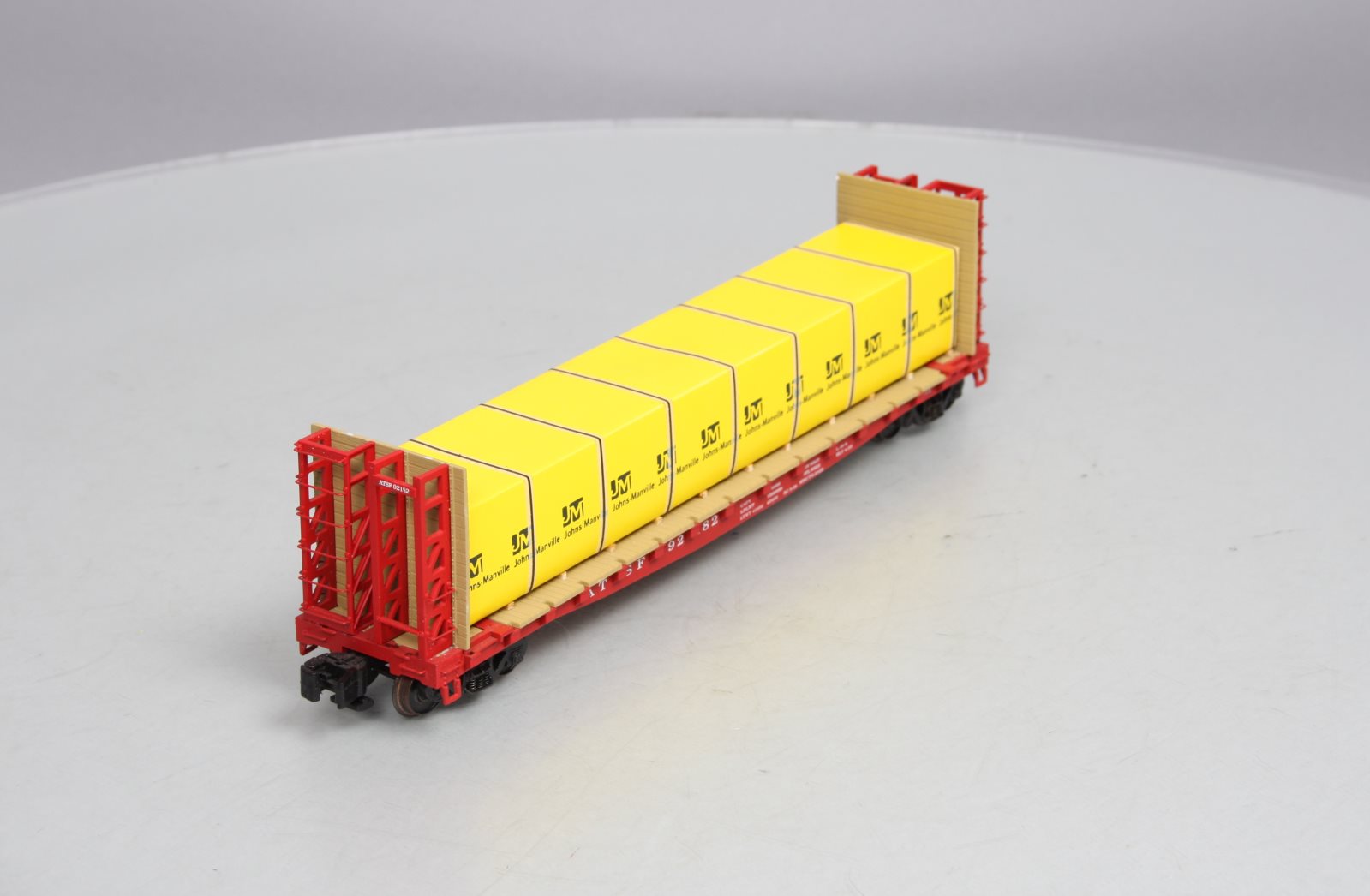 S-Helper 00332 S Gauge ATSF Bulkhead Flatcar w/JM Load #92182 LN/Box