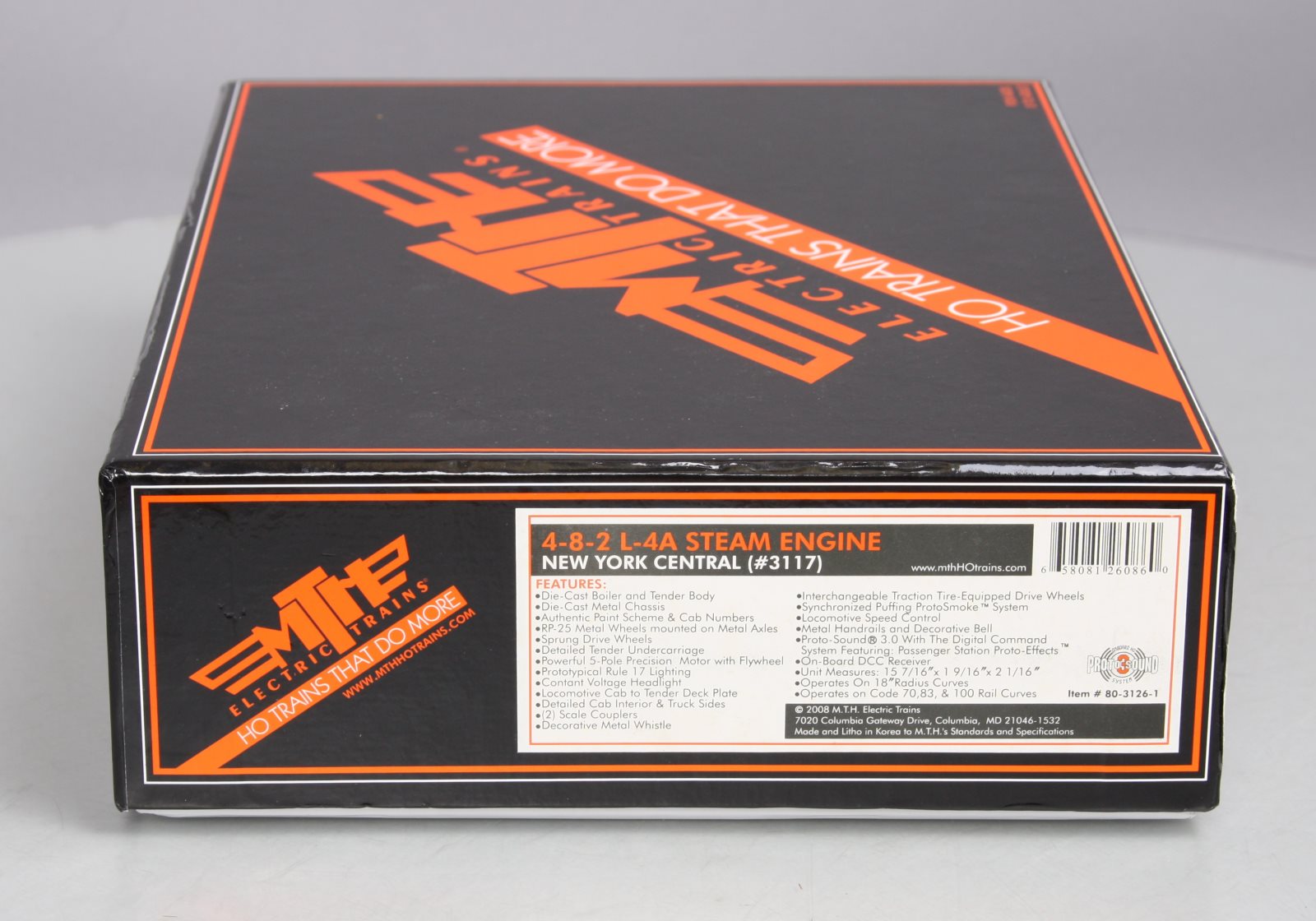 MTH 80-3126-1 New York Central HO 4-8-2 L-4a Mohawk Steam Engine w/PS3 #3117