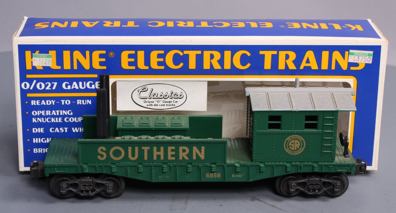 K-Line K-6858 O Gauge Southern Railway Boom Car LN/Box