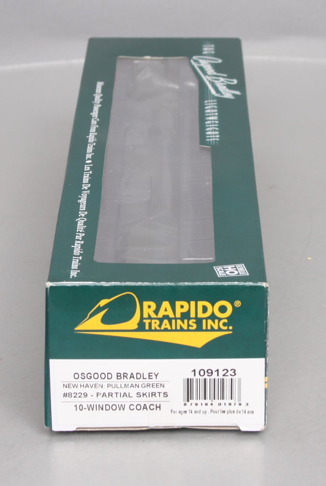 Rapido Trains 109123 HO New Haven 10-Window Coach #8229 (Pullman Green)