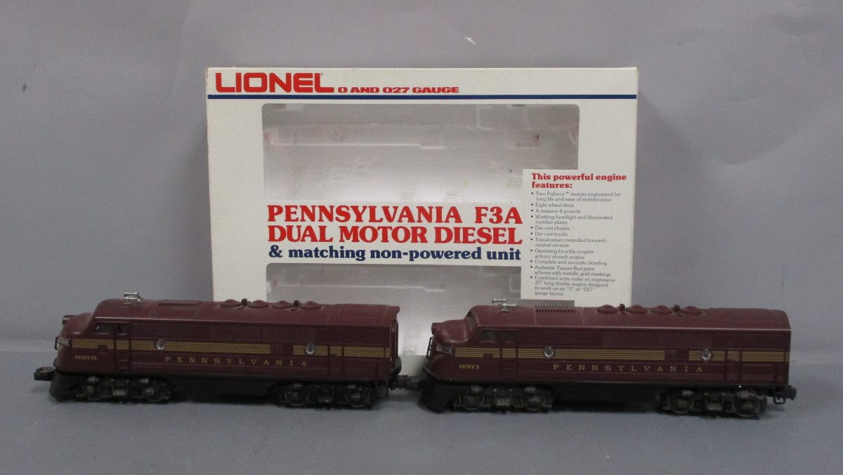 Lionel 6-8970 O Gauge Pennsylvania F3 Tuscan AA Diesel Locomotive Set EX/Box