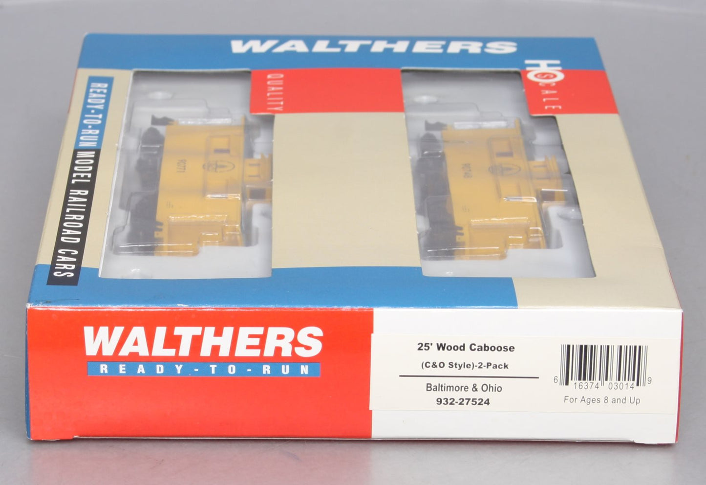 Walthers 932-27524 HO Baltimore & Ohio (C&O Style) 25' Wood Cabooses (2 Pack) NIB