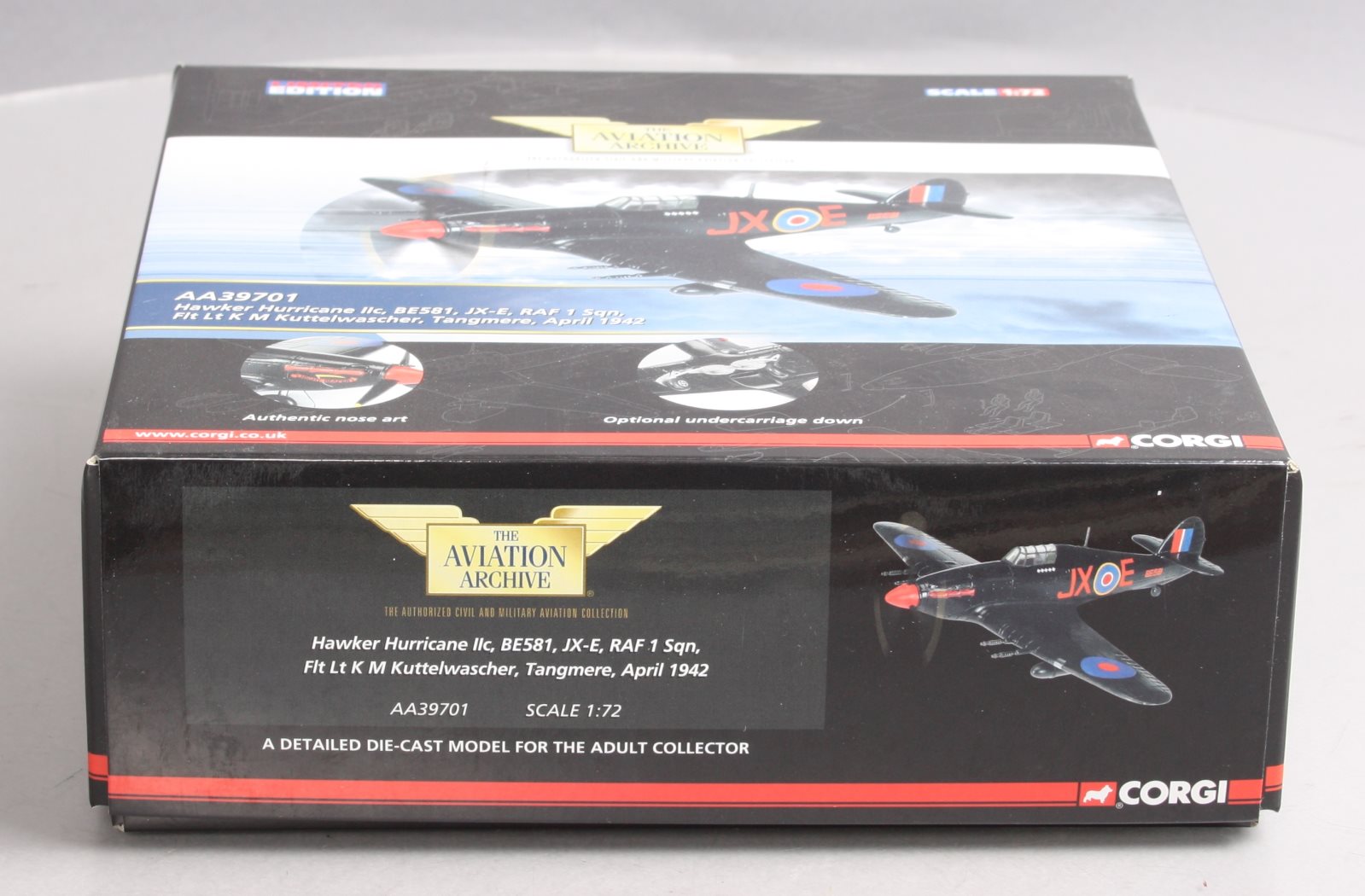 Corgi AA39701 1:72 NYA Hawker Hurricane LLC BE581'JX-E, RAF 1 SQN, 1942