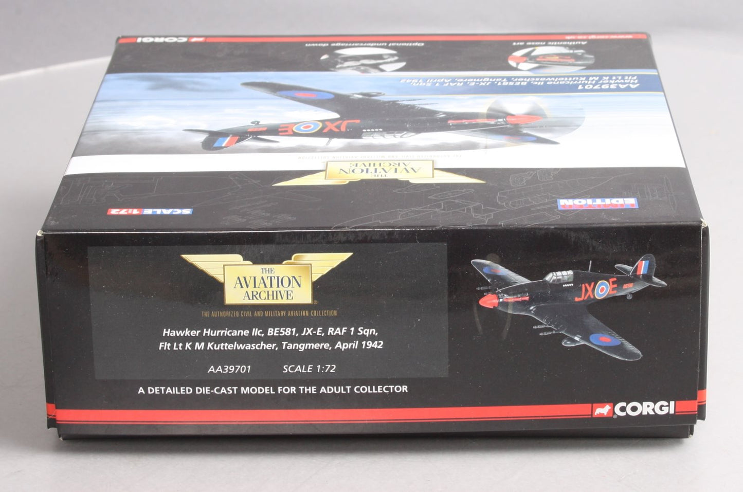 Corgi AA39701 1:72 NYA Hawker Hurricane LLC BE581'JX-E, RAF 1 SQN, 1942