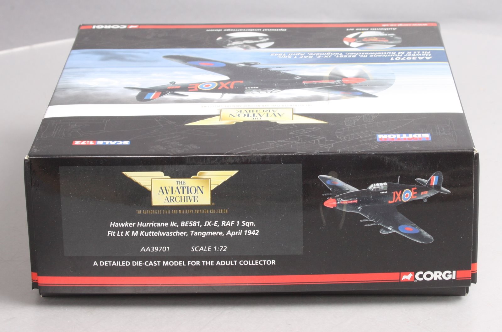 Corgi AA39701 1:72 NYA Hawker Hurricane LLC BE581'JX-E, RAF 1 SQN, 1942