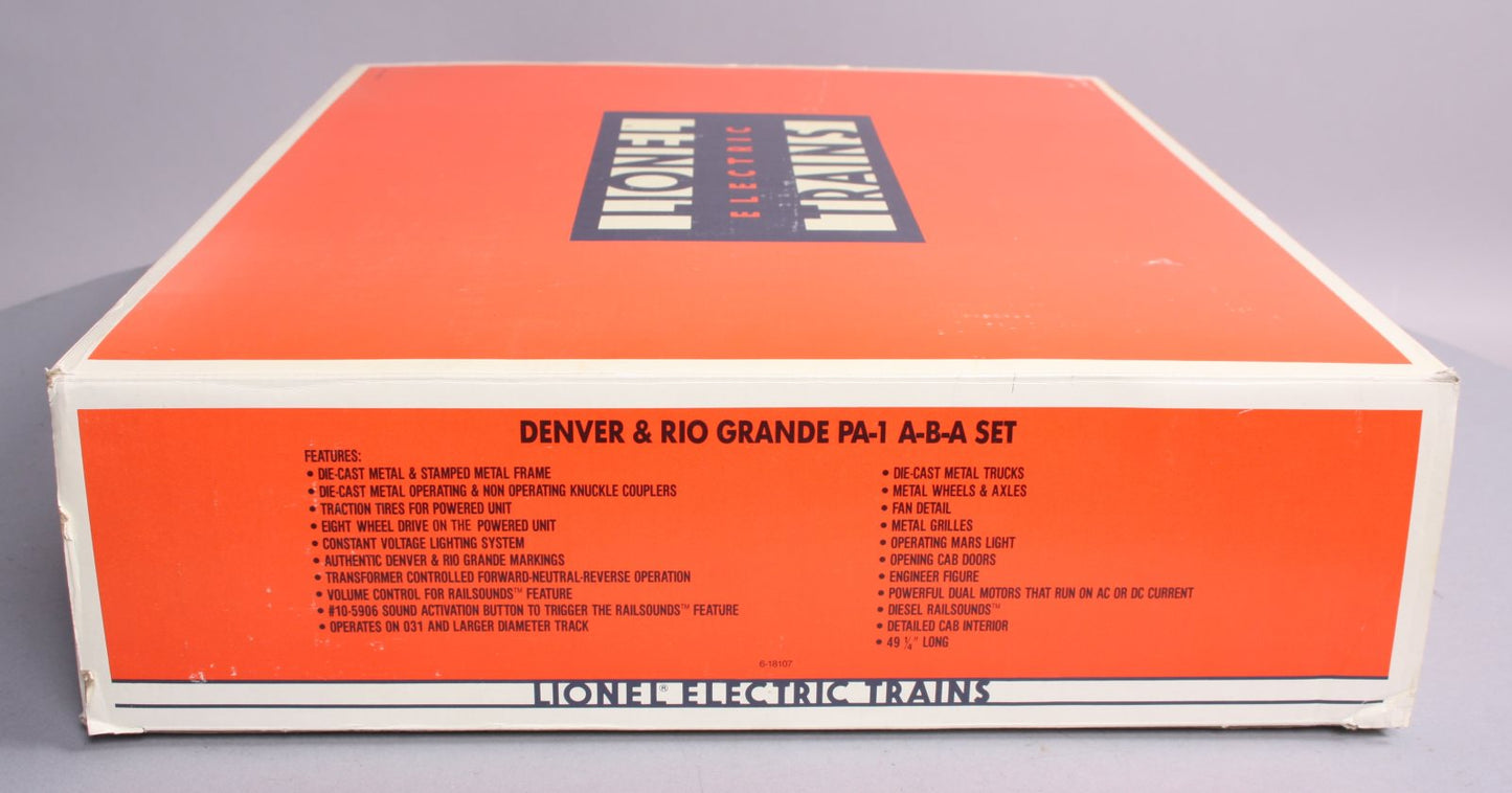 Lionel 6-18107 O Gauge Denver & Rio Grande PA-1 ABA Diesel Engine Set #6001/6002 NIB