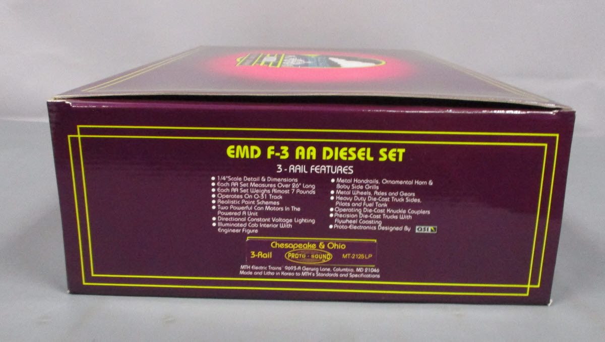 MTH 20-2125-1 O C&O F-3 AA Diesel Engine Set w/PS1 #8010/8011 EX/Box