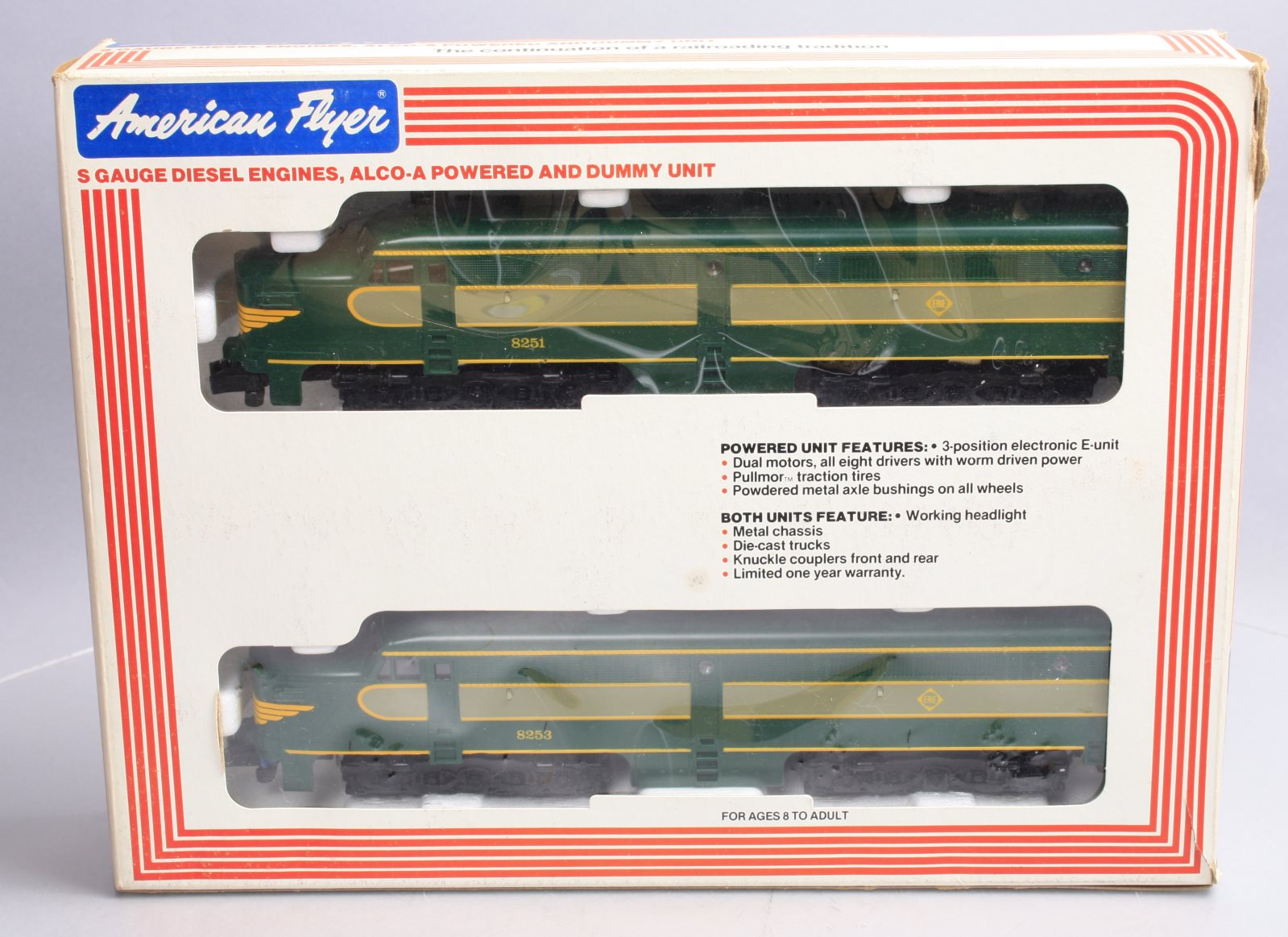 American Flyer 4-8251 S Gauge Erie Alco AA Diesel Locomotive Set LN/Box
