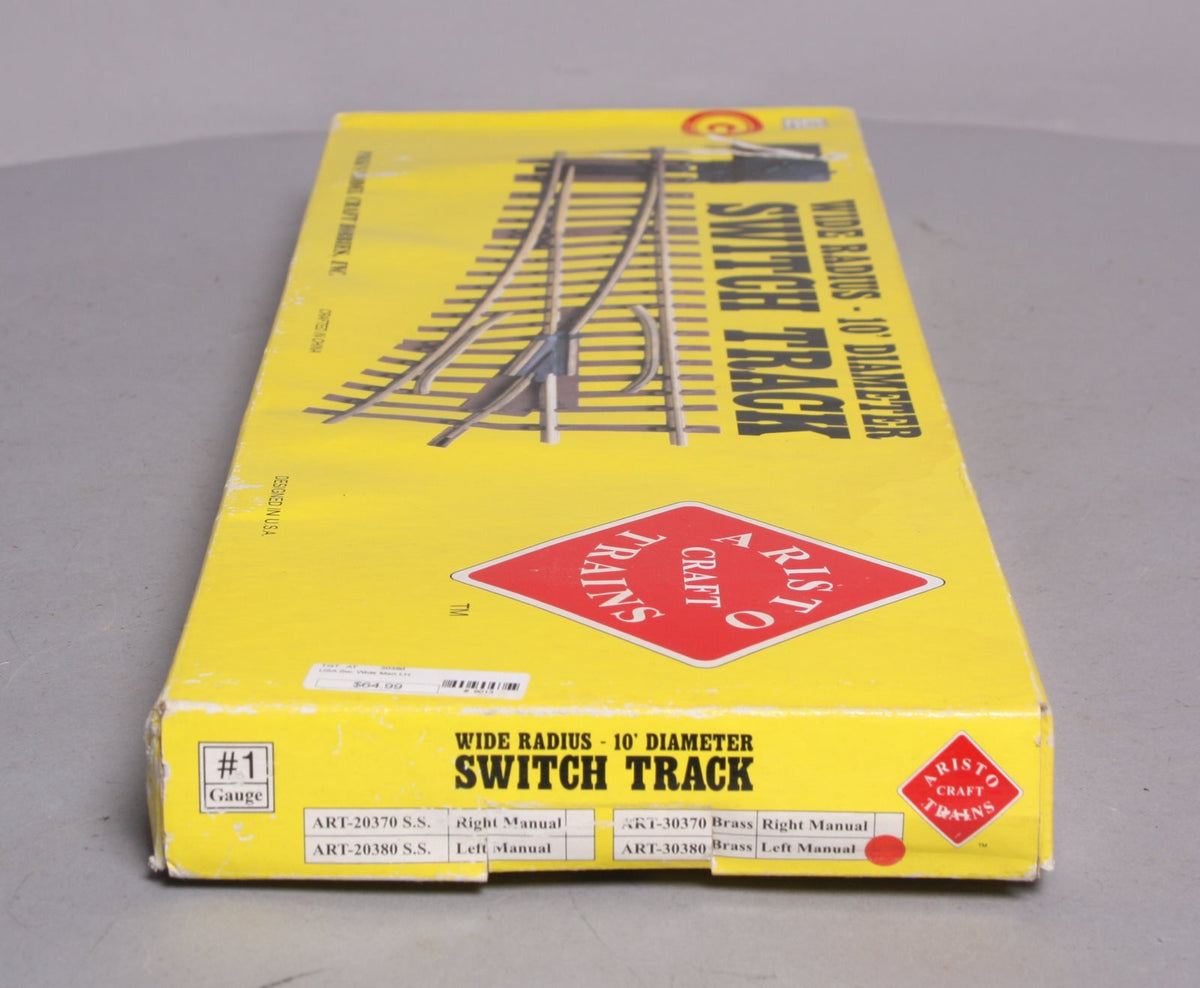 Aristo-Craft 30380 G Brass Left Hand 10' Wide Radius Manual Switch Turnout NIB