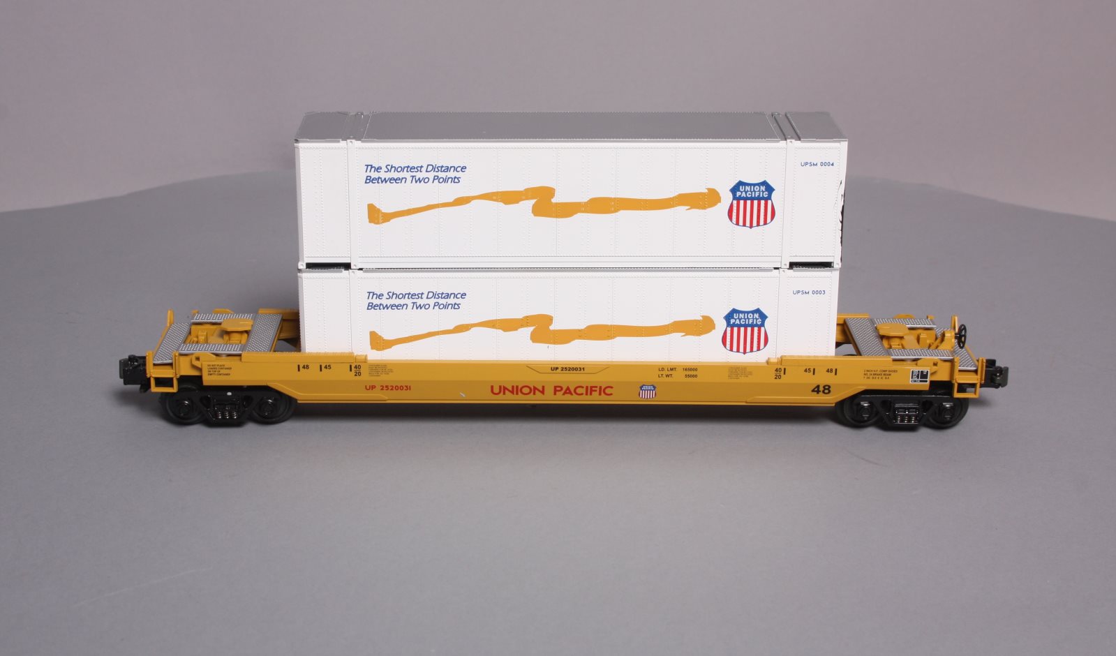MTH 30-7005B O Gauge Union Pacific Flat with UP Doublestack LN/Box