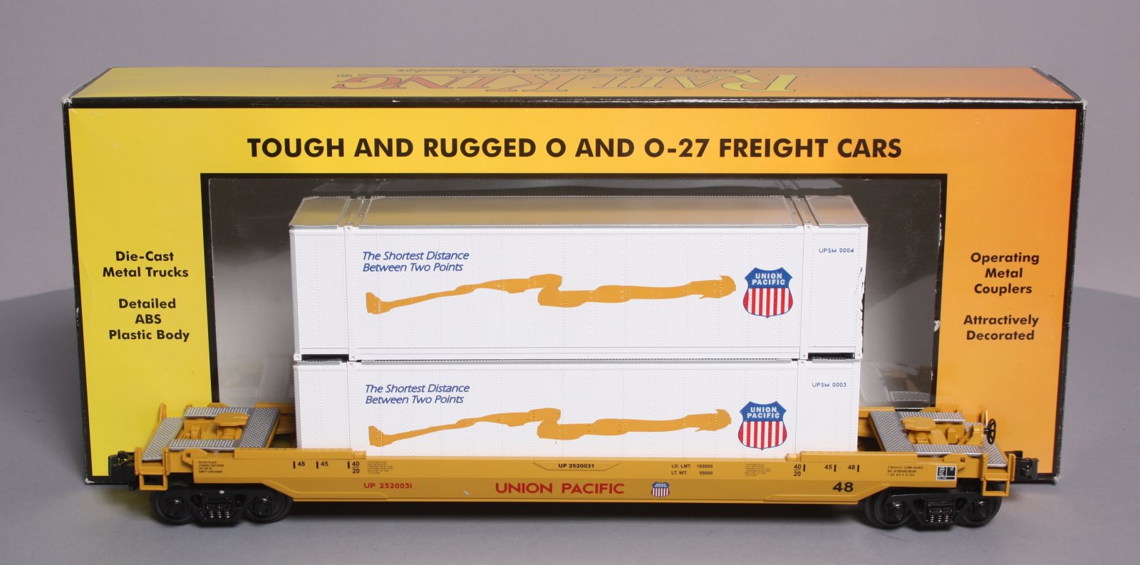 MTH 30-7005B O Gauge Union Pacific Flat with UP Doublestack LN/Box