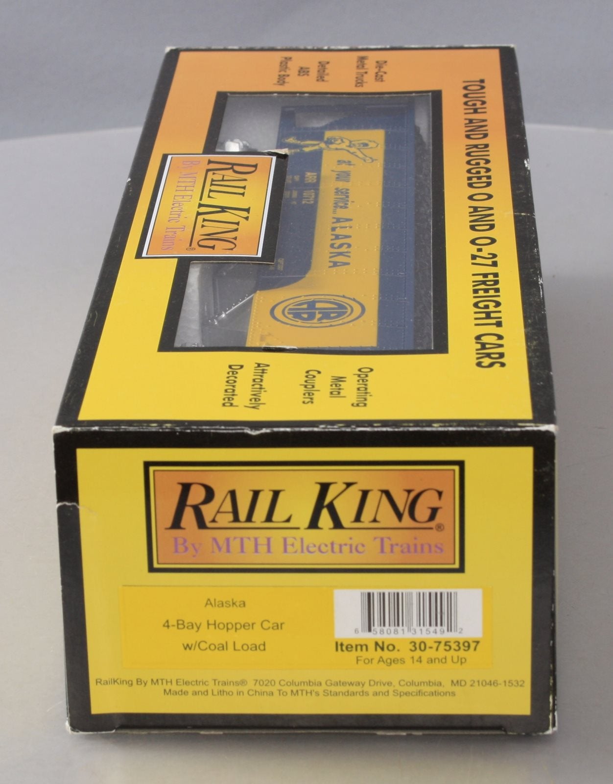MTH 30-75397 O Alaska 4-Bay Hopper Car w/ Coal Load