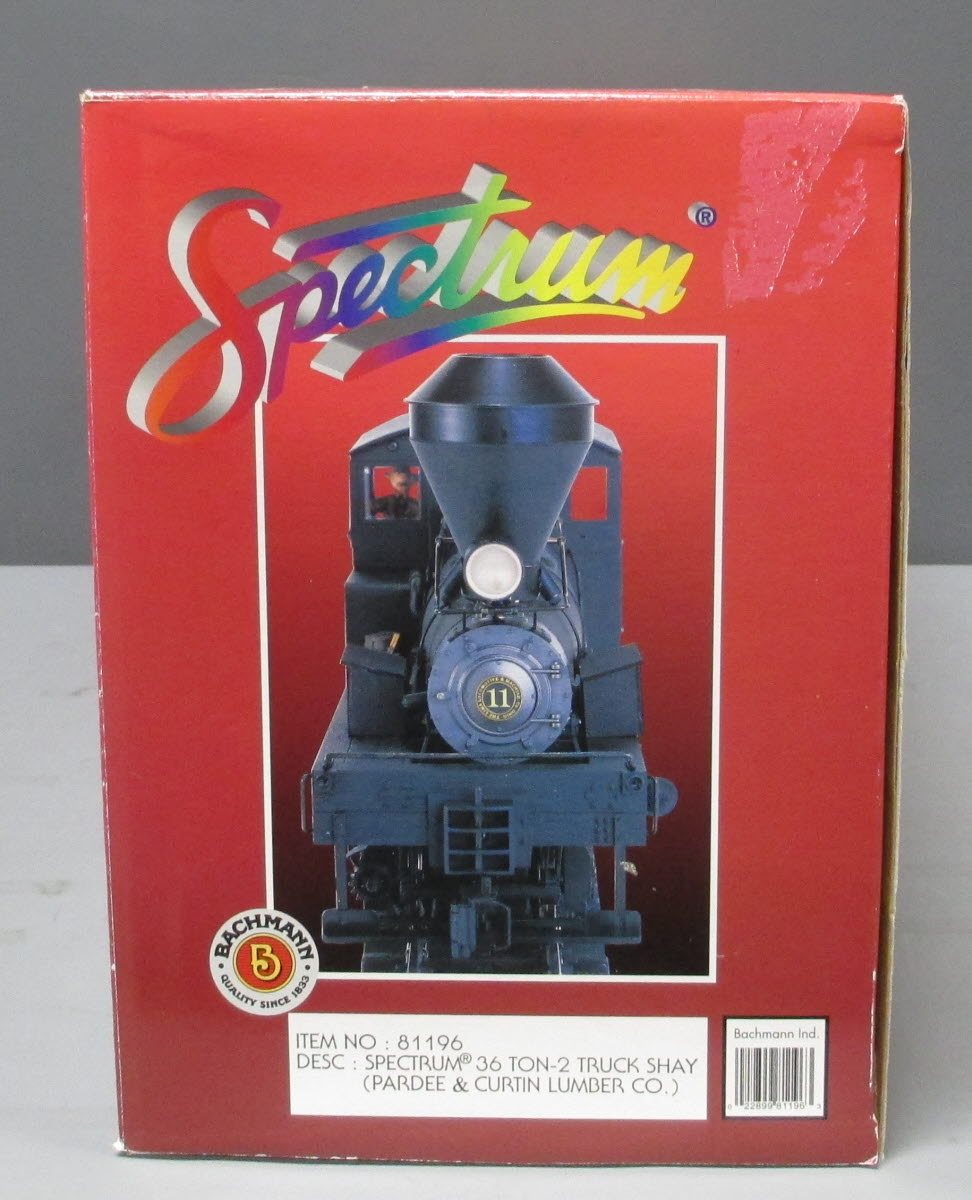Bachmann 81196 G Pardee & Curtin Lumber Co. 2-Truck Shay Steam Locomotive #11 NIB