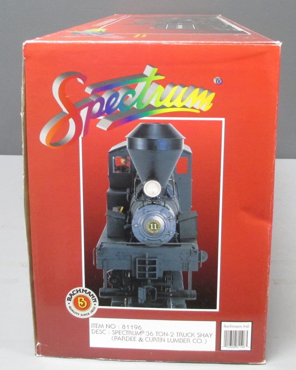 Bachmann 81196 G Pardee & Curtin Lumber Co. 2-Truck Shay Steam Locomotive #11 NIB