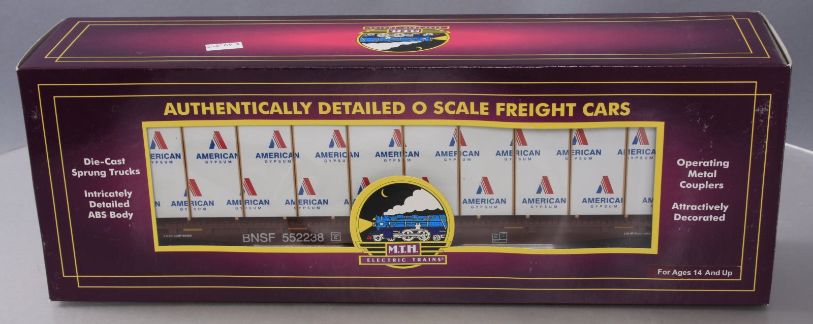 MTH 20-98659 BNSF Flat Car w/Bulkheads w/Covered Wood Load V2