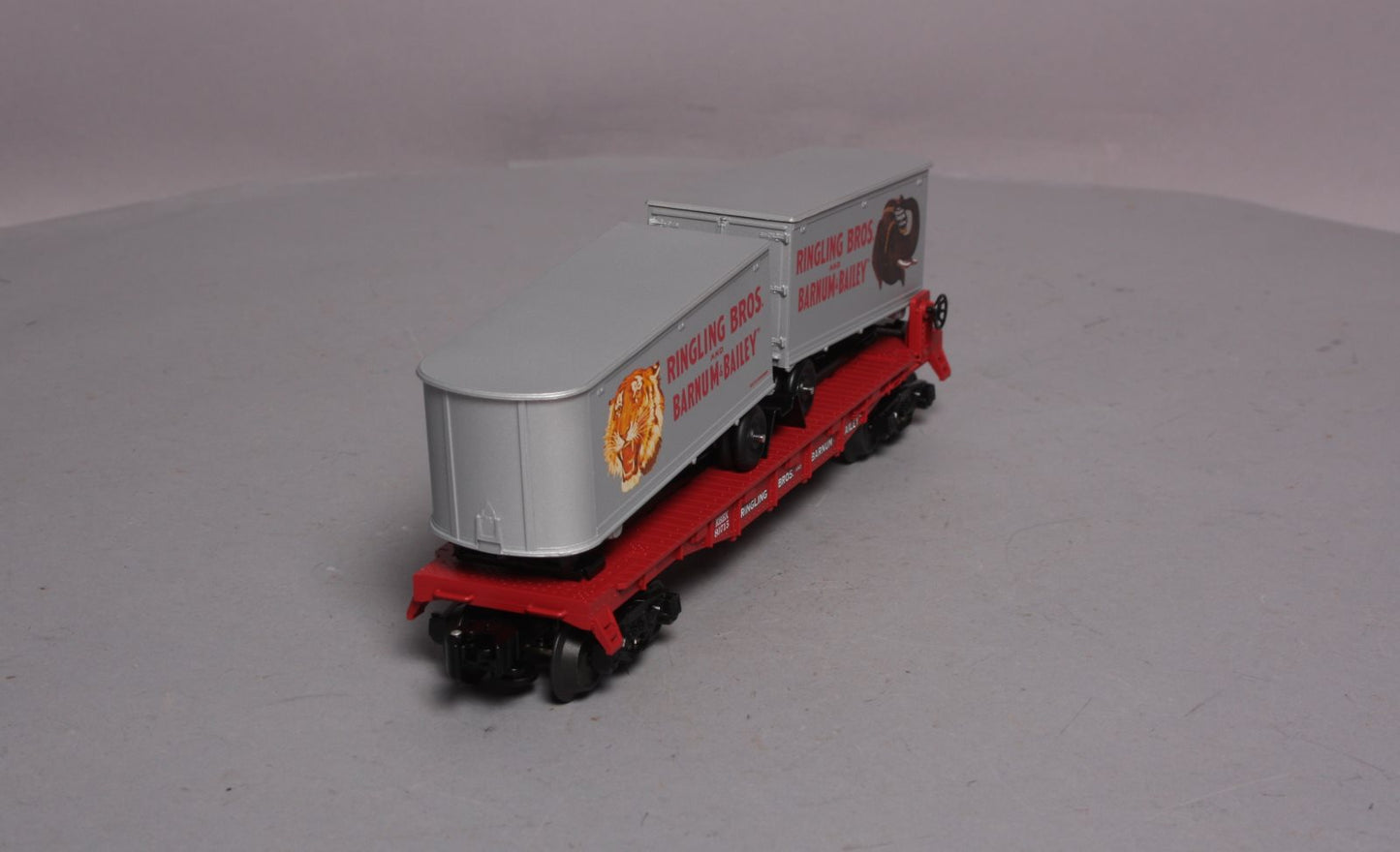 K-Line 6-21471 O Gauge Ringling Bros. Flat Car With 2 Trailers LN/Box