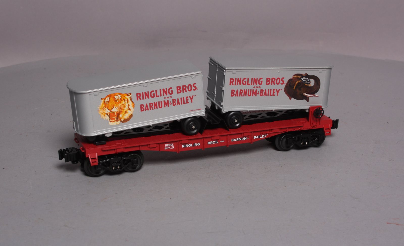 K-Line 6-21471 O Gauge Ringling Bros. Flat Car With 2 Trailers LN/Box