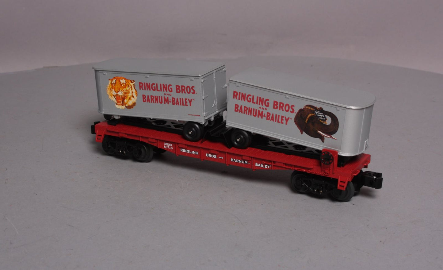 K-Line 6-21471 O Gauge Ringling Bros. Flat Car With 2 Trailers LN/Box
