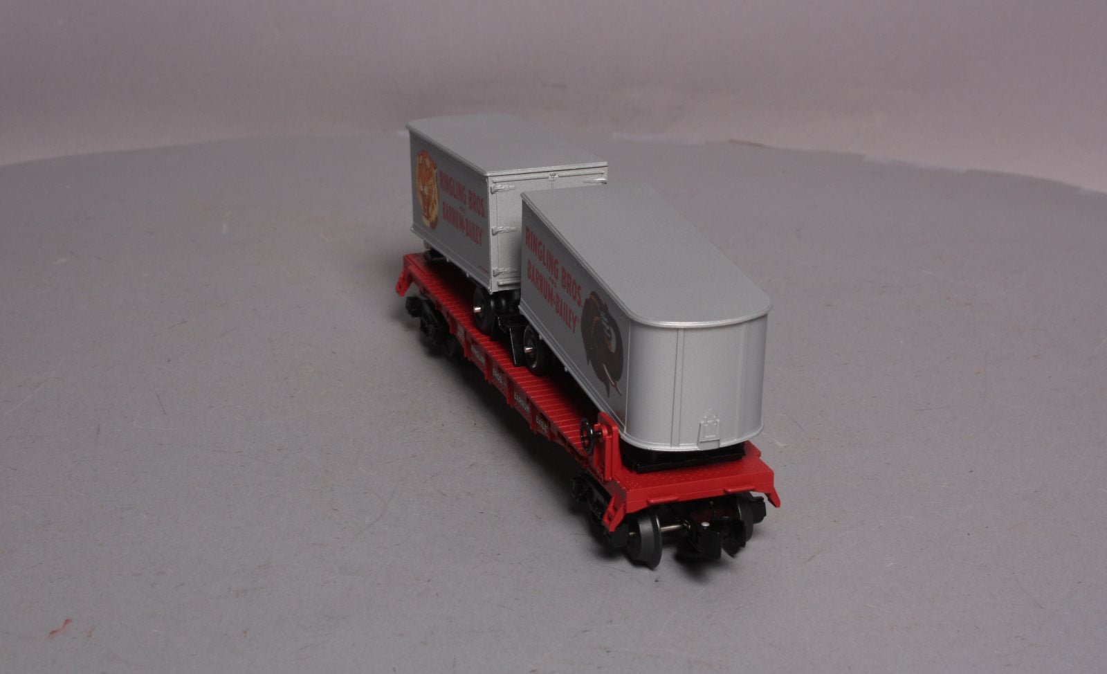 K-Line 6-21471 O Gauge Ringling Bros. Flat Car With 2 Trailers LN/Box
