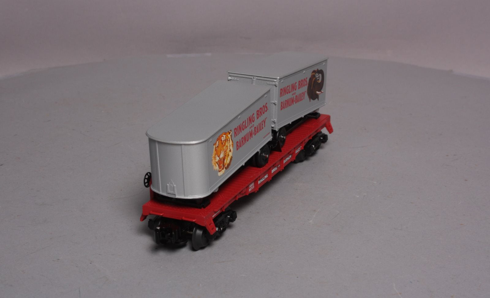 K-Line 6-21471 O Gauge Ringling Bros. Flat Car With 2 Trailers LN/Box
