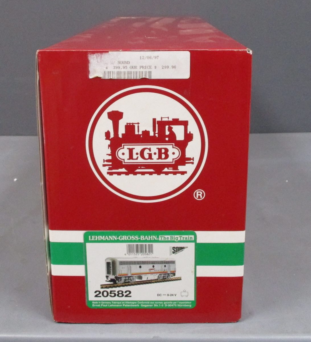 LGB 20582 G Scale Santa Fe F7 Diesel Non-Powered B-Unit Locomotive w/Sound LN/Box