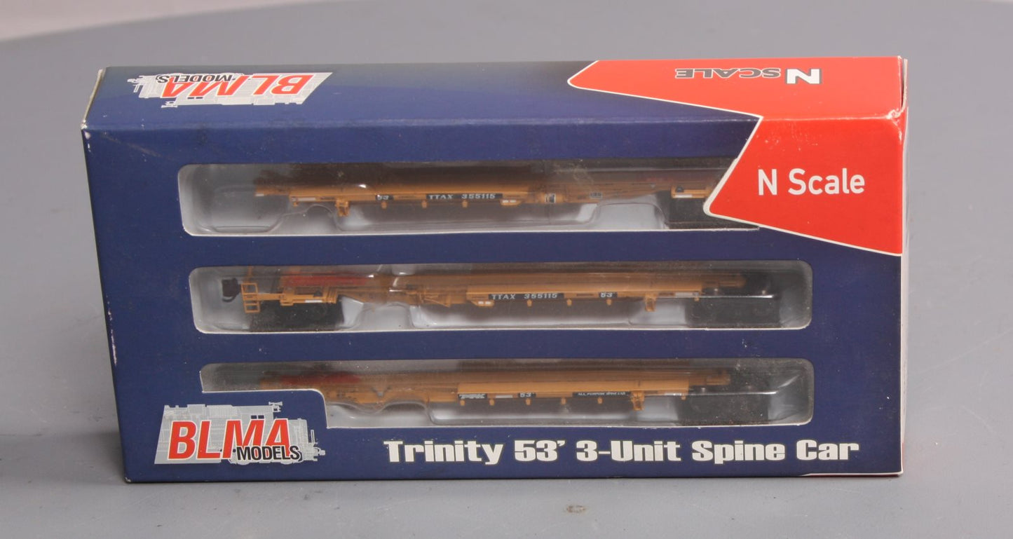 BLMA Models 12253 N Scale Trinity 53' - 3 Unit Spine Car Set #355115 LN/Box