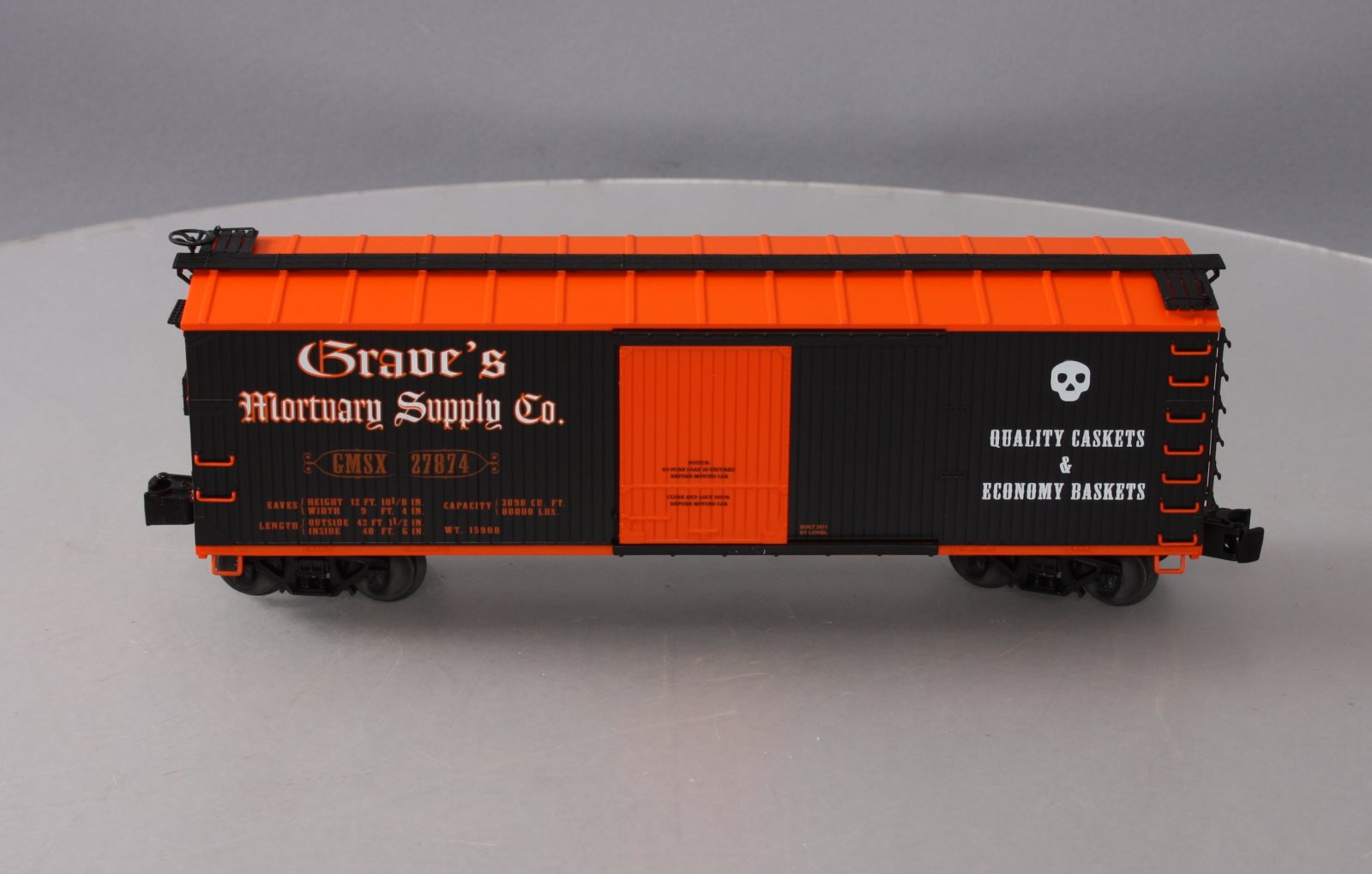 Lionel 6-27874 O Gauge Graves Mortuary Double-Sheathed Boxcar LN/Box