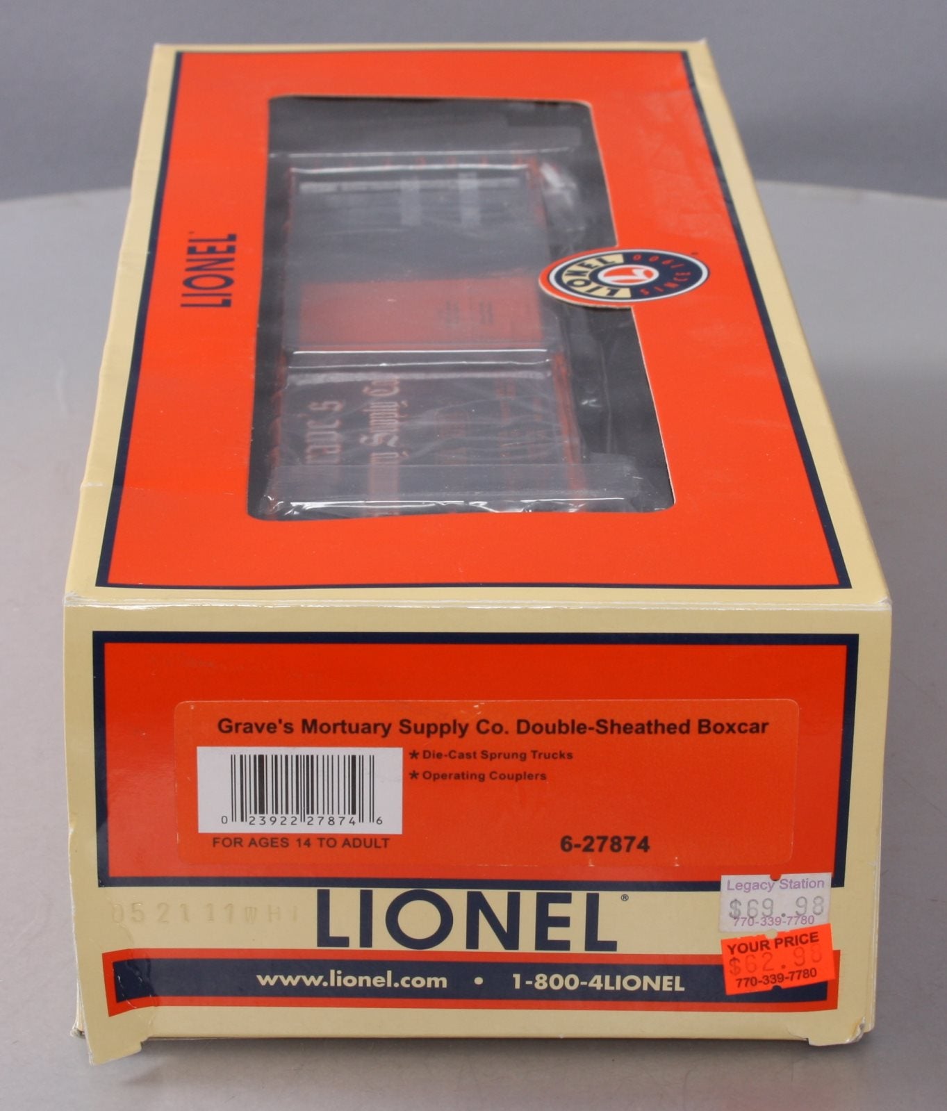 Lionel 6-27874 O Gauge Graves Mortuary Double-Sheathed Boxcar LN/Box
