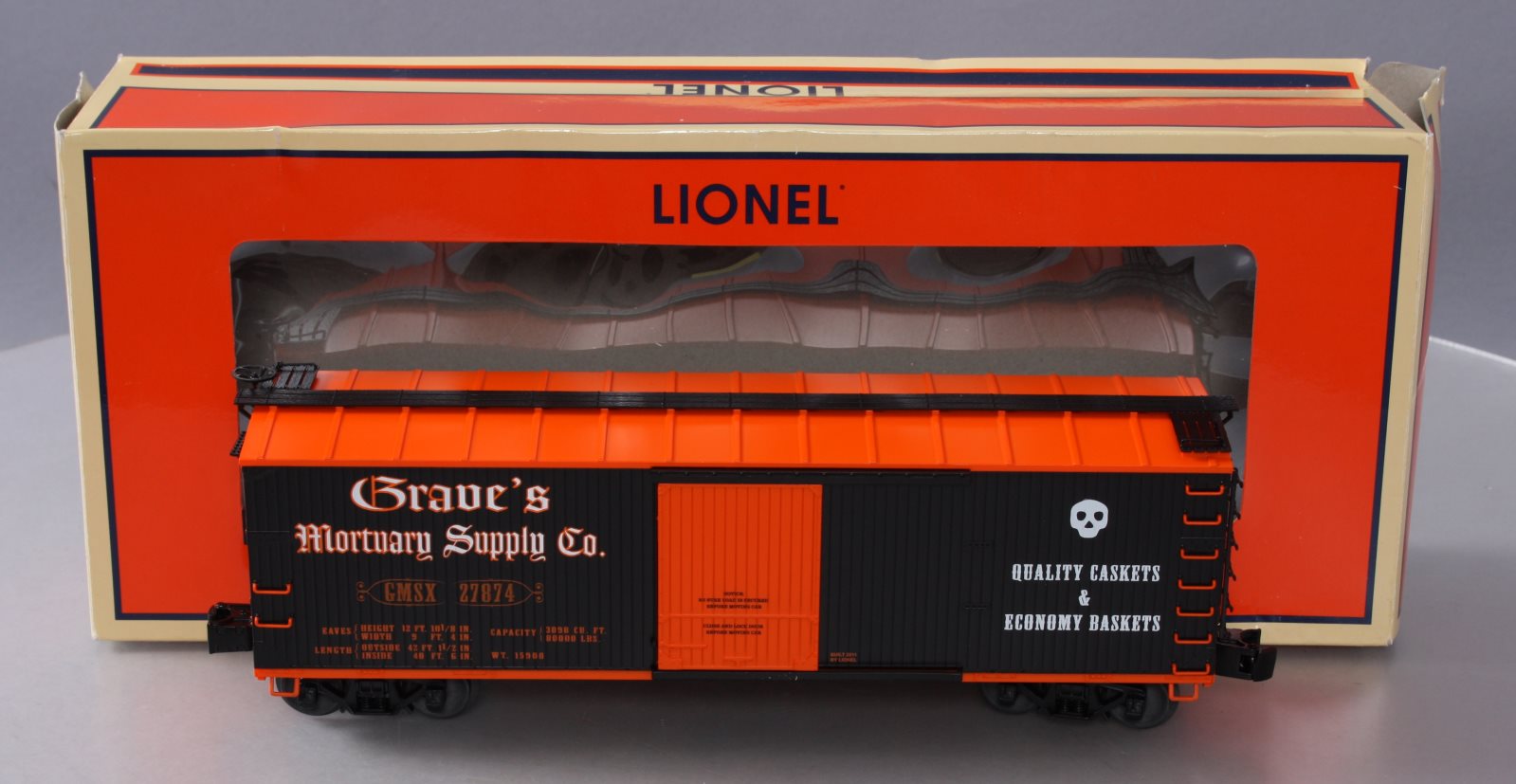 Lionel 6-27874 O Gauge Graves Mortuary Double-Sheathed Boxcar LN/Box