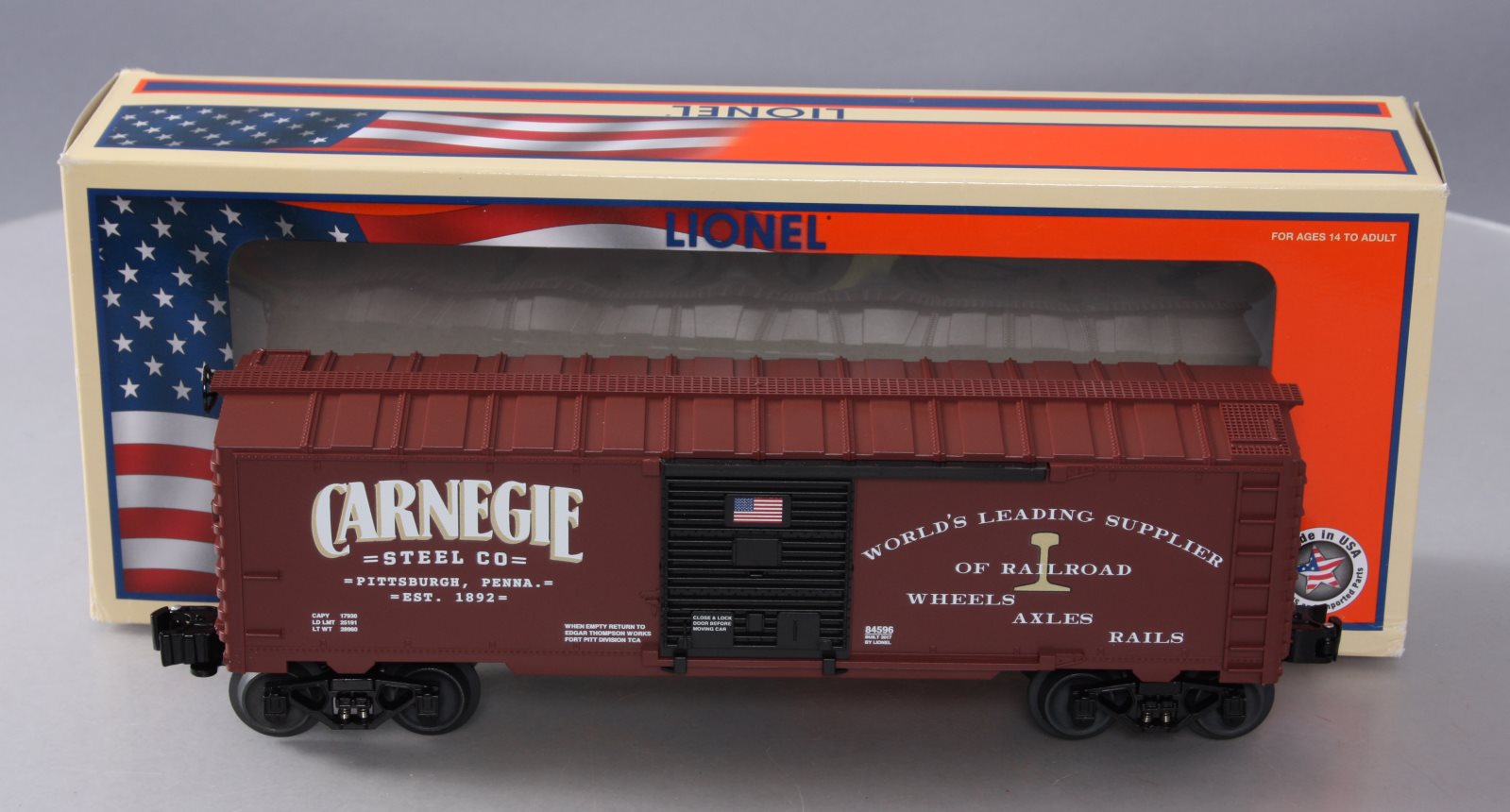 Lionel 6-84596 Carnegie Steel Box Car (Tuscan Red) LN/Box