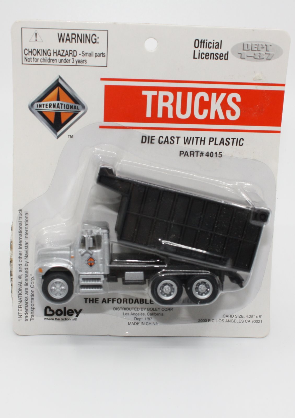 Boley 4015 HO Scale Silver and Black Triple Axle Coal Dump International Truck