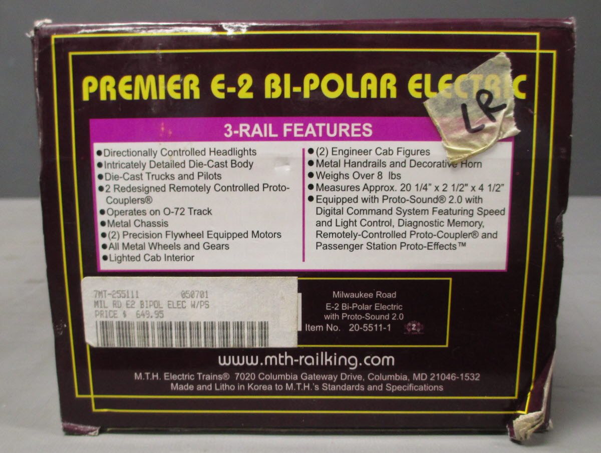 MTH 20-5511-1 O Gauge Milwaukee E-2 Bi-Polar Electric Locomotive w/PS2 #E3 LN/Box