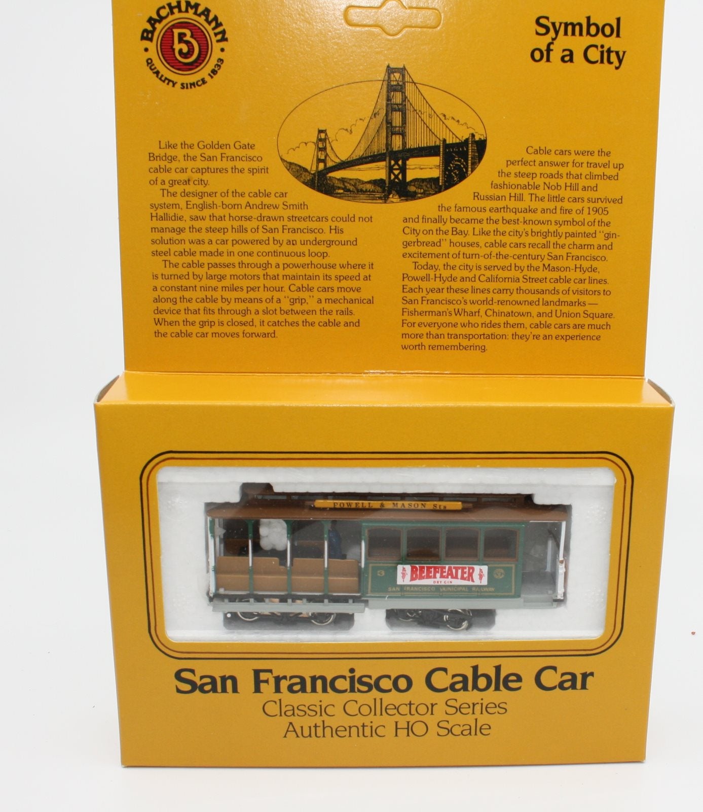 Bachmann 41-0605-G2 HO Scale San Francisco Powell & Mason Cable Car EX/Box
