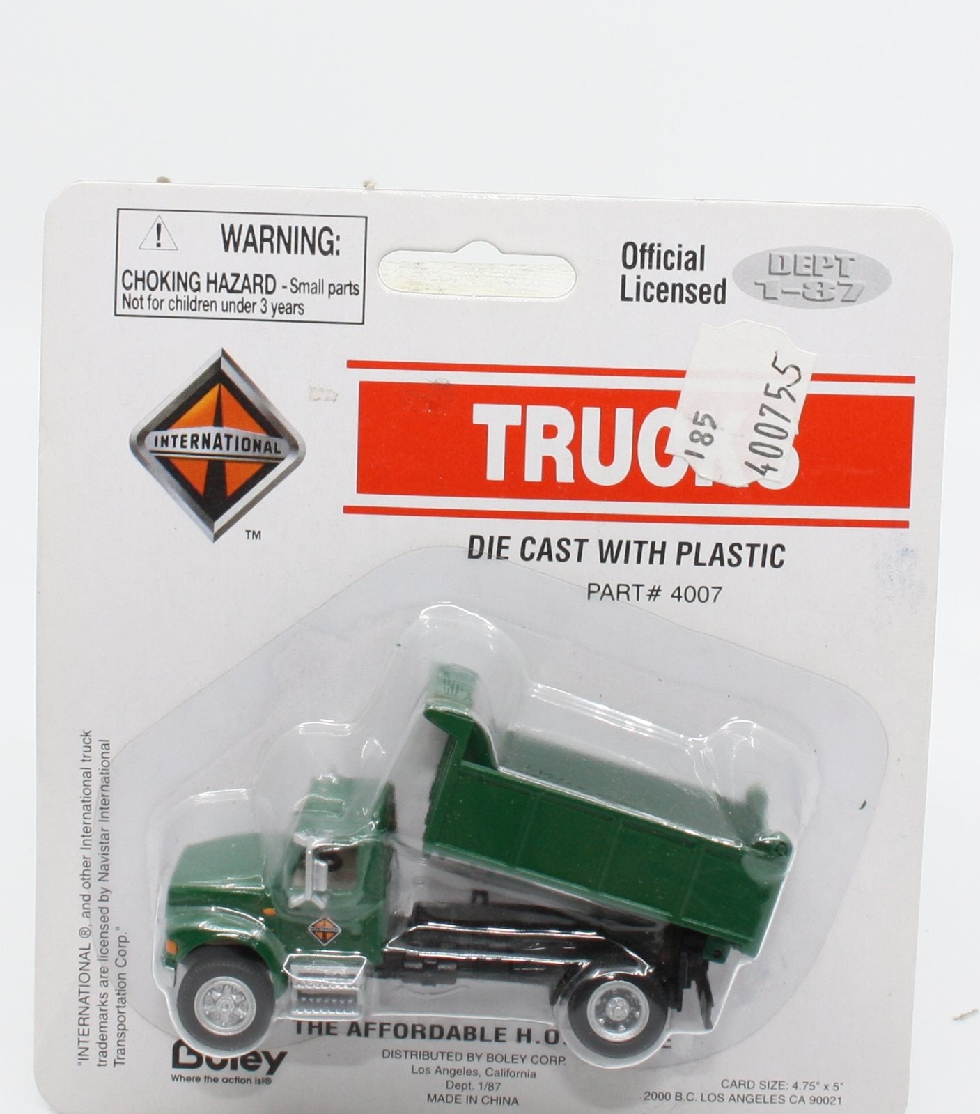 Boley 4007-9 1:87 Green Dump Truck Die Cast With Plastic Parts