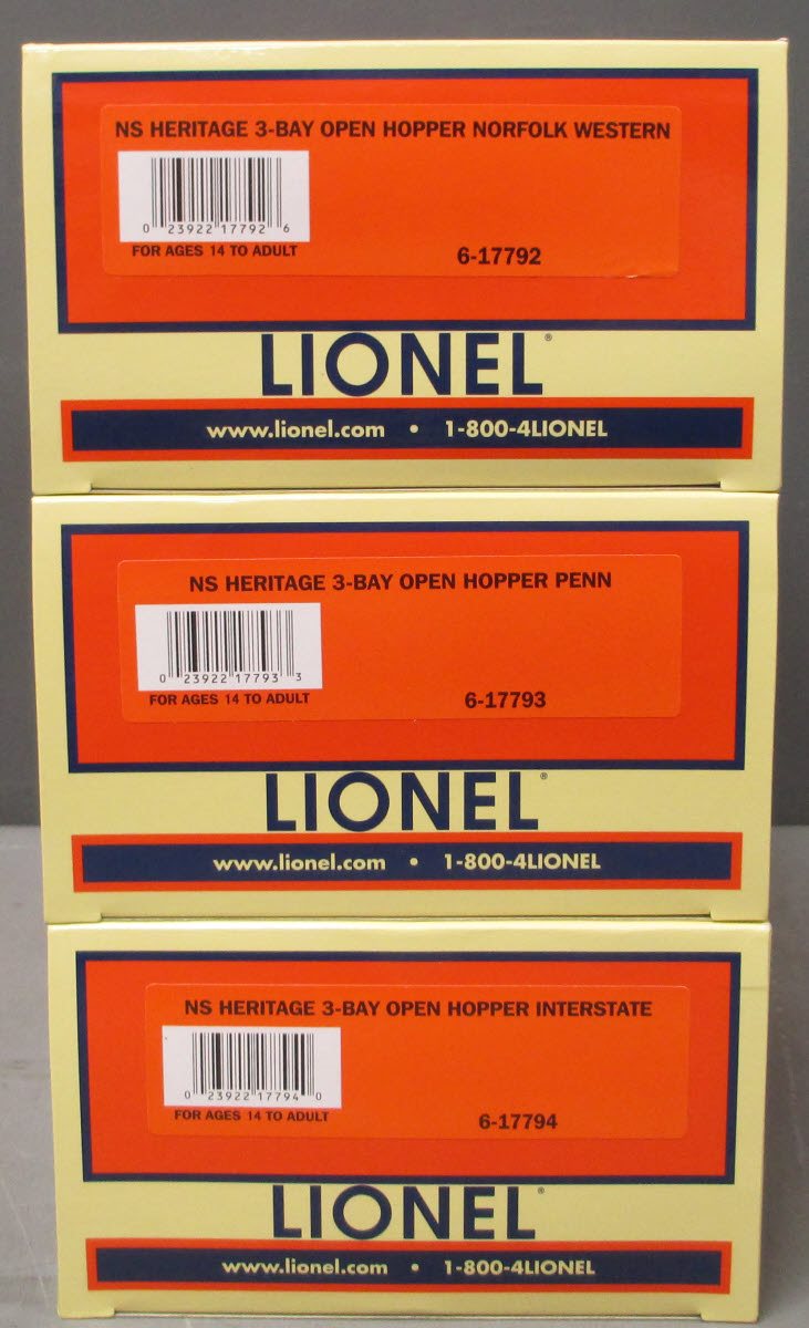 Lionel 6-17791 O Gauge NS Heritage PRR/N&W/Interstate Hoppers (Set of 3)