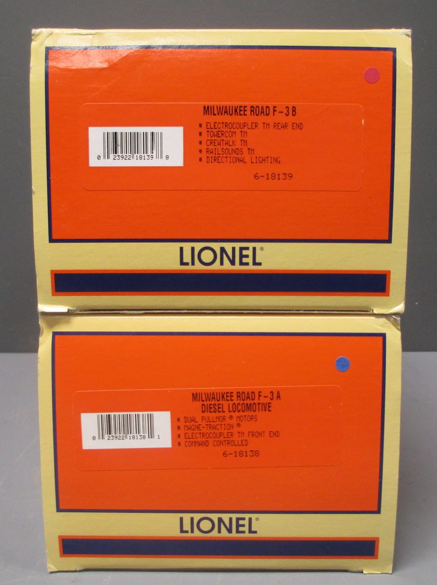 Lionel 6-18140 O Gauge Milwaukee Road F3 AB Diesel Locomotive Set MT/Box