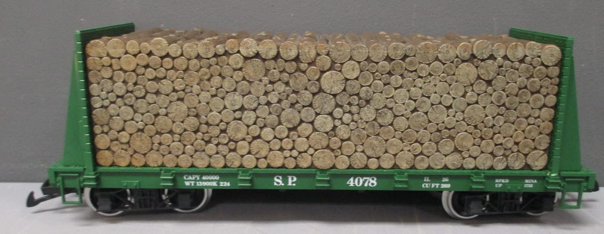 LGB 4078 G Southern Pacific Bulkhead Flatcar w/Log Load (Metal Wheels) NIB