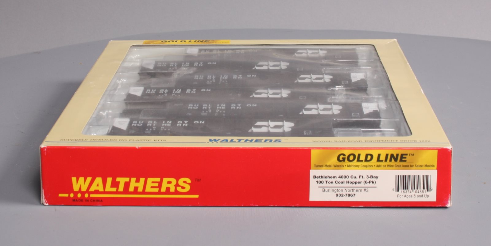Walthers 932-7867 HO Scale Burlington Northern 3-Bay Coal Hopper #3 (Pack of 6) LN/Box