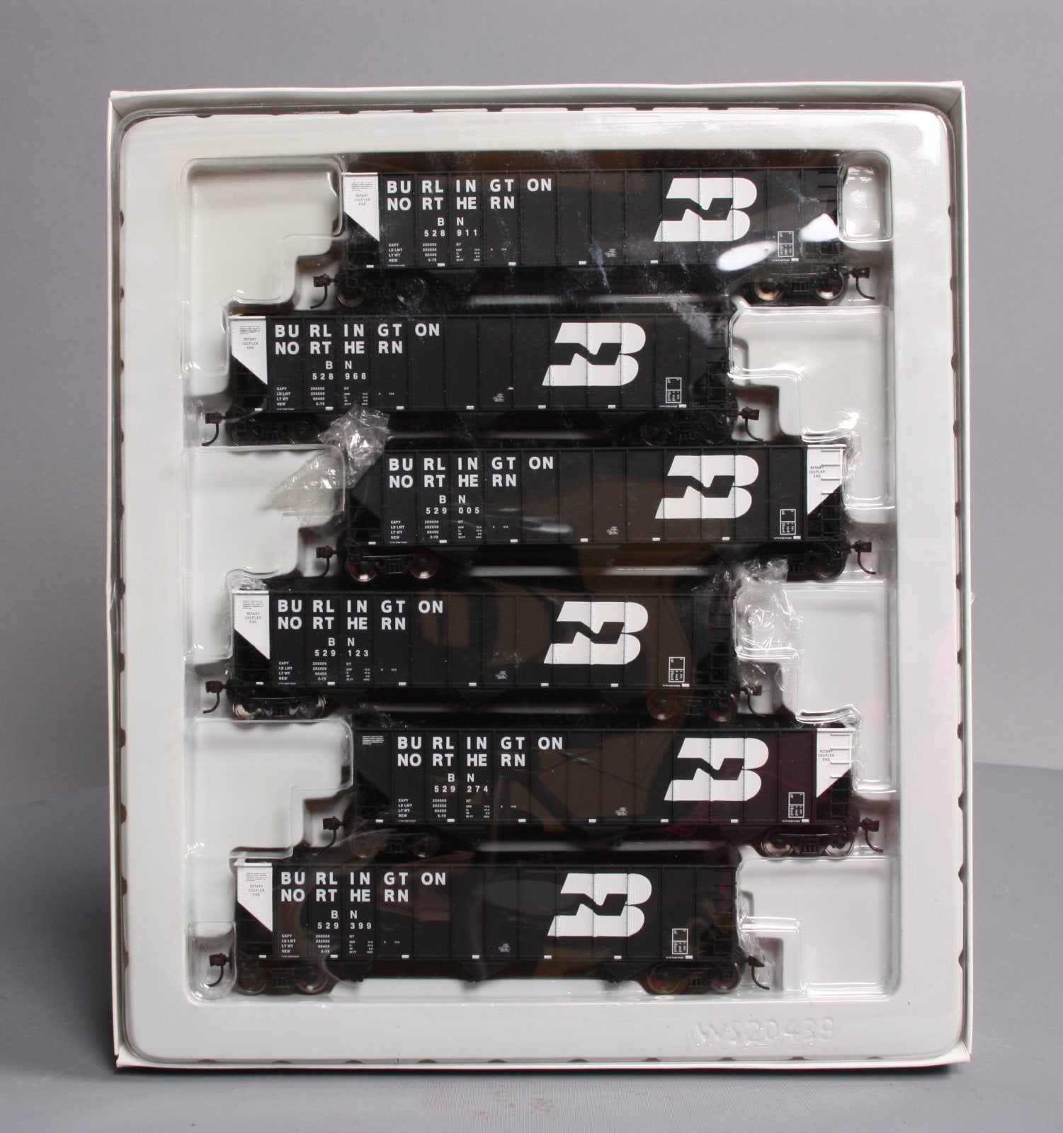 Walthers 932-7867 HO Scale Burlington Northern 3-Bay Coal Hopper #3 (Pack of 6) LN/Box