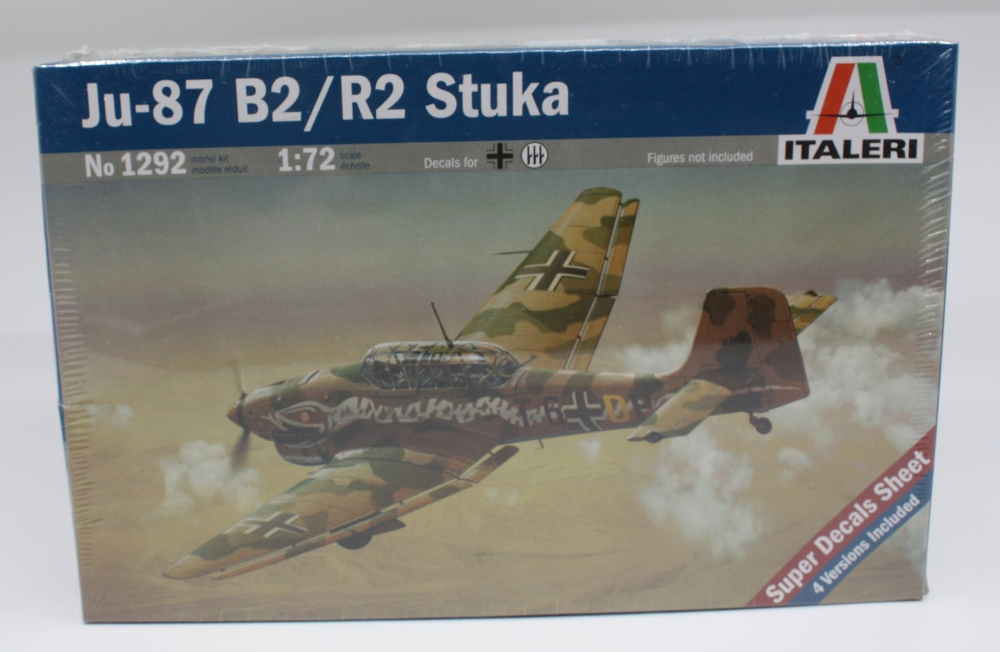 Italeri 1292 1:72 Ju87B2/R2 Stuka German Bomber Military Aircraft Plane Kit